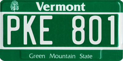 VT license plate PKE801