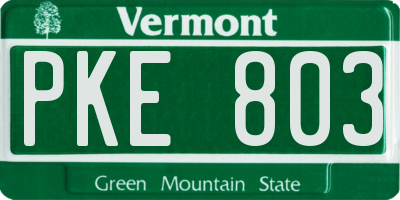 VT license plate PKE803