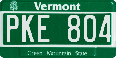 VT license plate PKE804