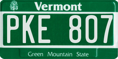 VT license plate PKE807