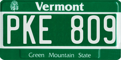 VT license plate PKE809