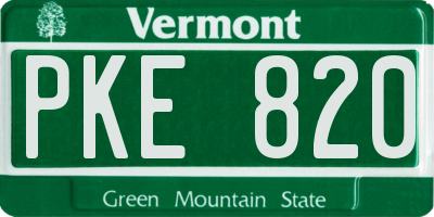 VT license plate PKE820