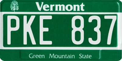 VT license plate PKE837