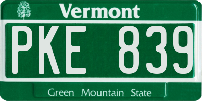 VT license plate PKE839