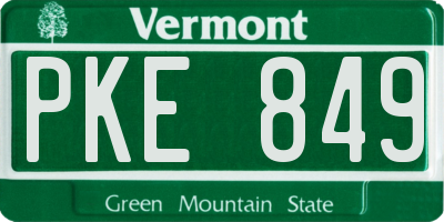 VT license plate PKE849