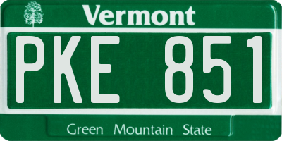 VT license plate PKE851