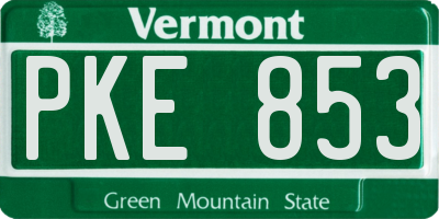 VT license plate PKE853