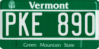 VT license plate PKE890