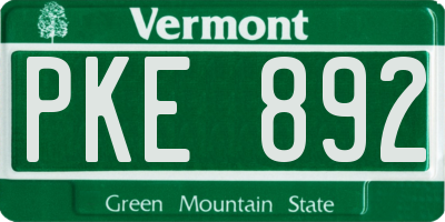 VT license plate PKE892
