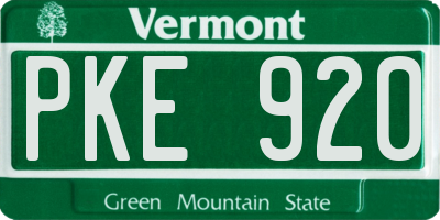 VT license plate PKE920
