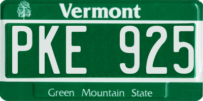 VT license plate PKE925