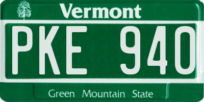 VT license plate PKE940