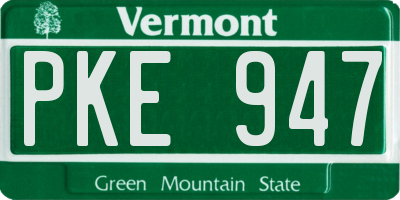 VT license plate PKE947
