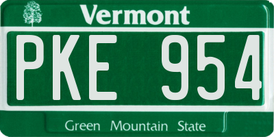 VT license plate PKE954