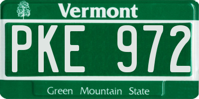 VT license plate PKE972