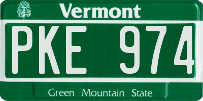 VT license plate PKE974