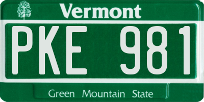 VT license plate PKE981
