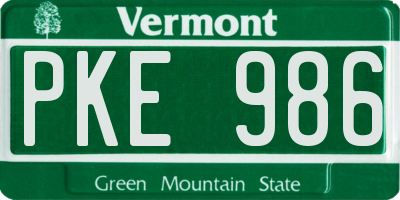 VT license plate PKE986