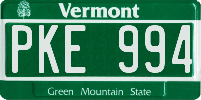 VT license plate PKE994