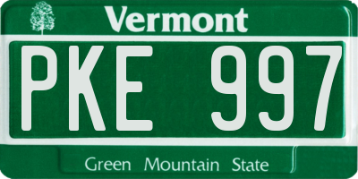 VT license plate PKE997