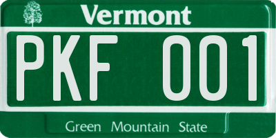 VT license plate PKF001