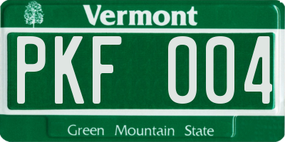 VT license plate PKF004