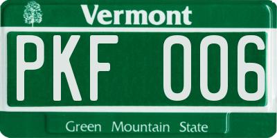 VT license plate PKF006