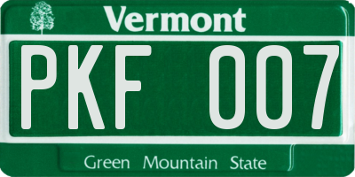 VT license plate PKF007