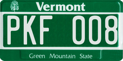 VT license plate PKF008