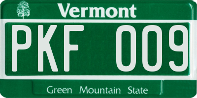 VT license plate PKF009