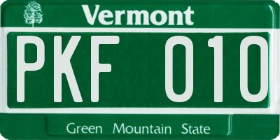 VT license plate PKF010