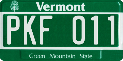 VT license plate PKF011