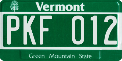 VT license plate PKF012