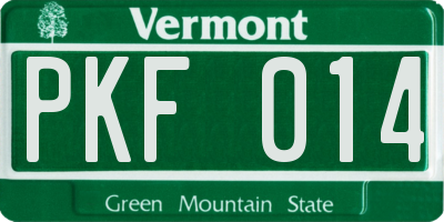 VT license plate PKF014