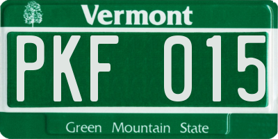 VT license plate PKF015