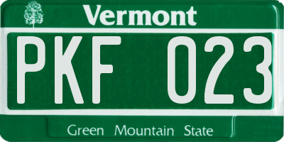 VT license plate PKF023