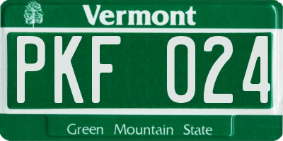 VT license plate PKF024
