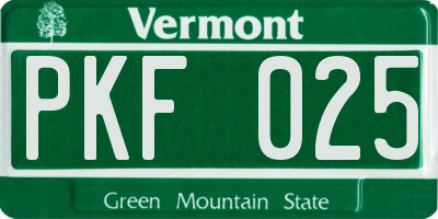 VT license plate PKF025
