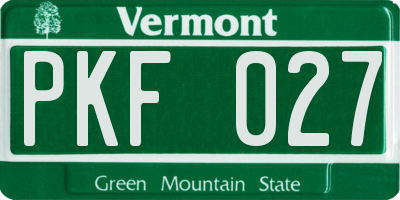 VT license plate PKF027