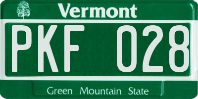 VT license plate PKF028