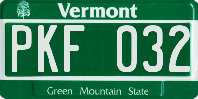 VT license plate PKF032