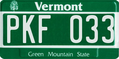 VT license plate PKF033