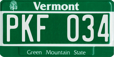 VT license plate PKF034
