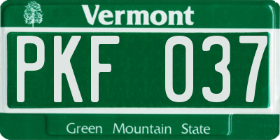VT license plate PKF037