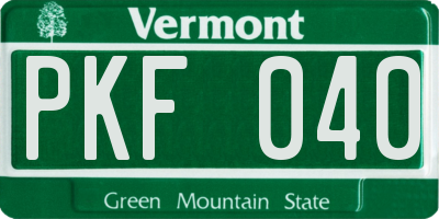 VT license plate PKF040