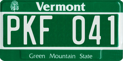 VT license plate PKF041
