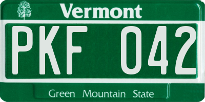 VT license plate PKF042
