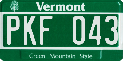 VT license plate PKF043