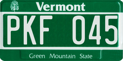 VT license plate PKF045