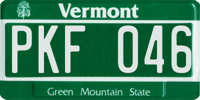 VT license plate PKF046